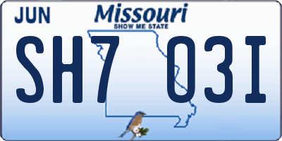 MO license plate SH7O3I
