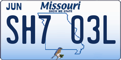 MO license plate SH7O3L