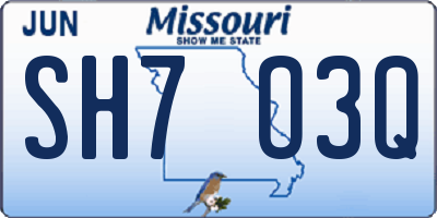 MO license plate SH7O3Q