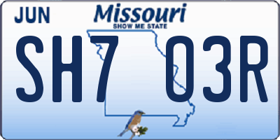MO license plate SH7O3R