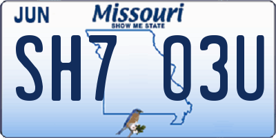 MO license plate SH7O3U