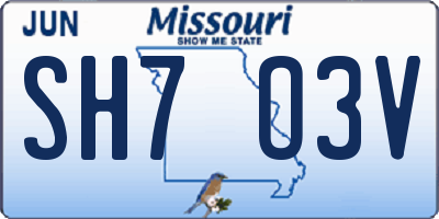 MO license plate SH7O3V