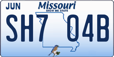 MO license plate SH7O4B