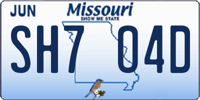 MO license plate SH7O4D