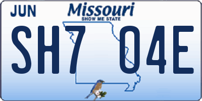 MO license plate SH7O4E