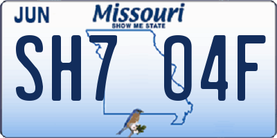 MO license plate SH7O4F