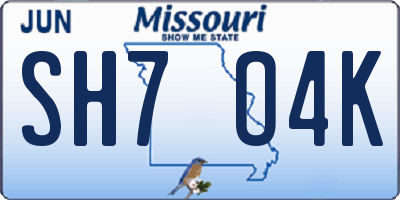 MO license plate SH7O4K