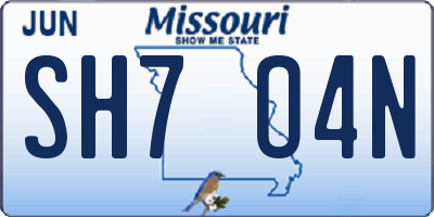 MO license plate SH7O4N