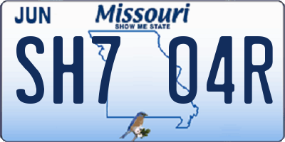 MO license plate SH7O4R
