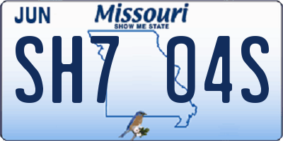MO license plate SH7O4S