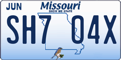 MO license plate SH7O4X