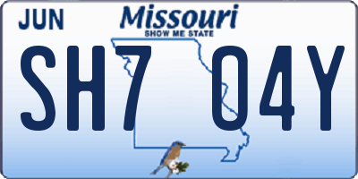 MO license plate SH7O4Y