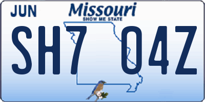 MO license plate SH7O4Z