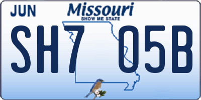 MO license plate SH7O5B
