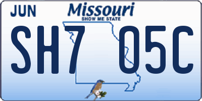MO license plate SH7O5C