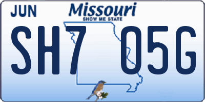 MO license plate SH7O5G