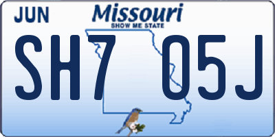 MO license plate SH7O5J