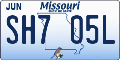 MO license plate SH7O5L