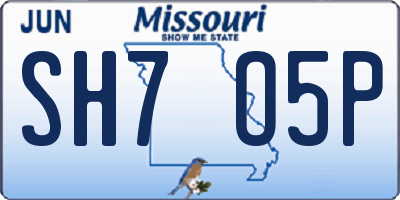MO license plate SH7O5P