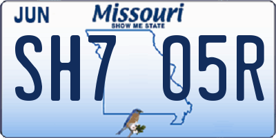 MO license plate SH7O5R
