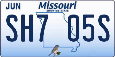 MO license plate SH7O5S