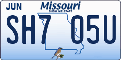 MO license plate SH7O5U