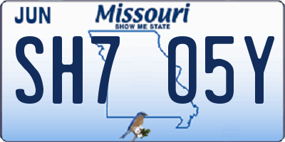 MO license plate SH7O5Y