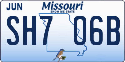 MO license plate SH7O6B
