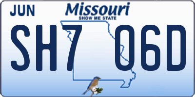 MO license plate SH7O6D
