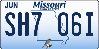 MO license plate SH7O6I