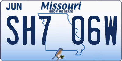 MO license plate SH7O6W