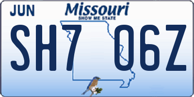 MO license plate SH7O6Z