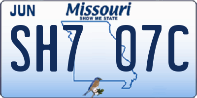 MO license plate SH7O7C