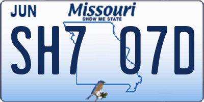 MO license plate SH7O7D