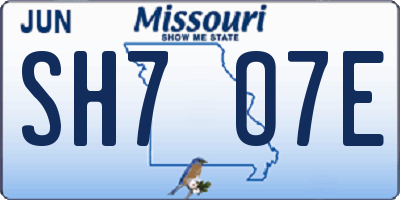 MO license plate SH7O7E