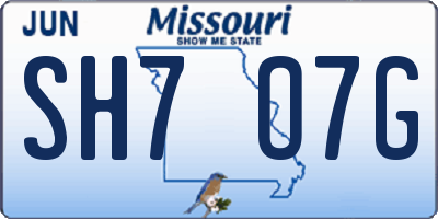 MO license plate SH7O7G