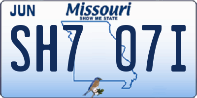 MO license plate SH7O7I