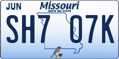 MO license plate SH7O7K