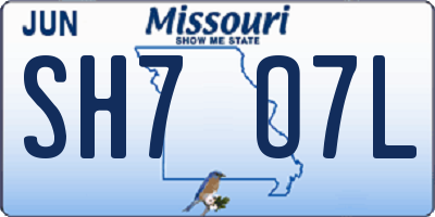MO license plate SH7O7L