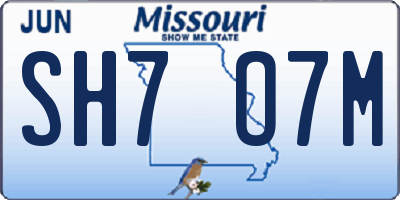 MO license plate SH7O7M