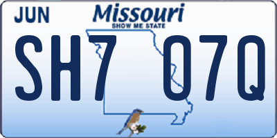 MO license plate SH7O7Q