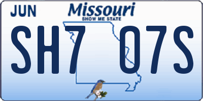 MO license plate SH7O7S