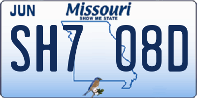 MO license plate SH7O8D