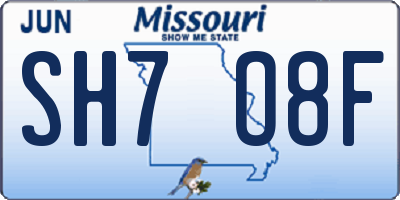 MO license plate SH7O8F