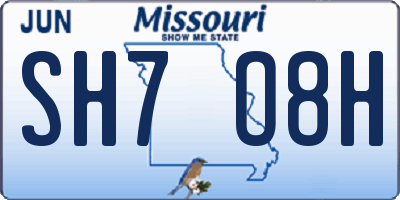 MO license plate SH7O8H