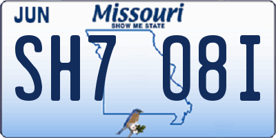 MO license plate SH7O8I