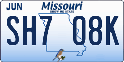 MO license plate SH7O8K