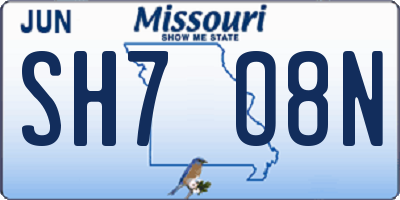 MO license plate SH7O8N