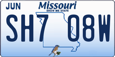 MO license plate SH7O8W