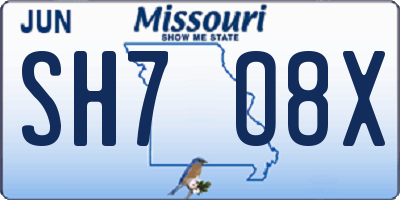 MO license plate SH7O8X